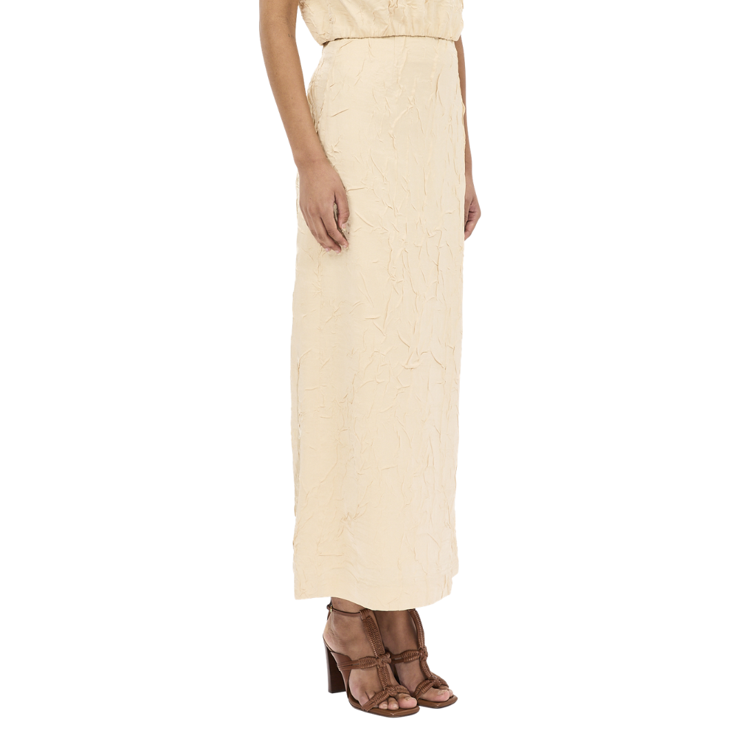 Inez Satin Pencil Skirt in Driftwood