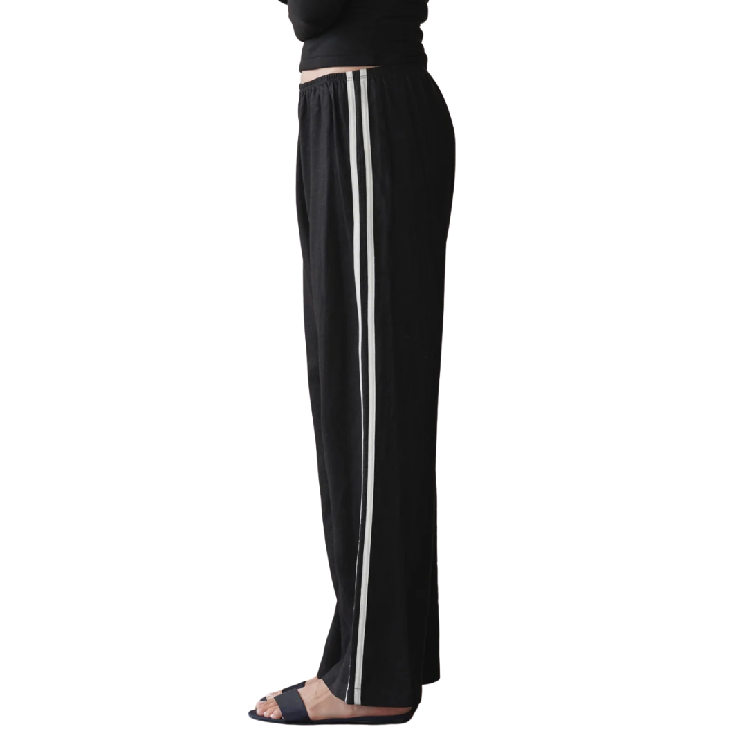 The Linen Crop Stripe Pant in Jet
