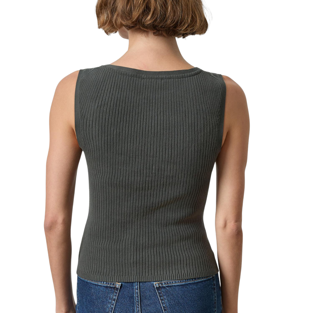 Sleeveless Rib Top in Elm