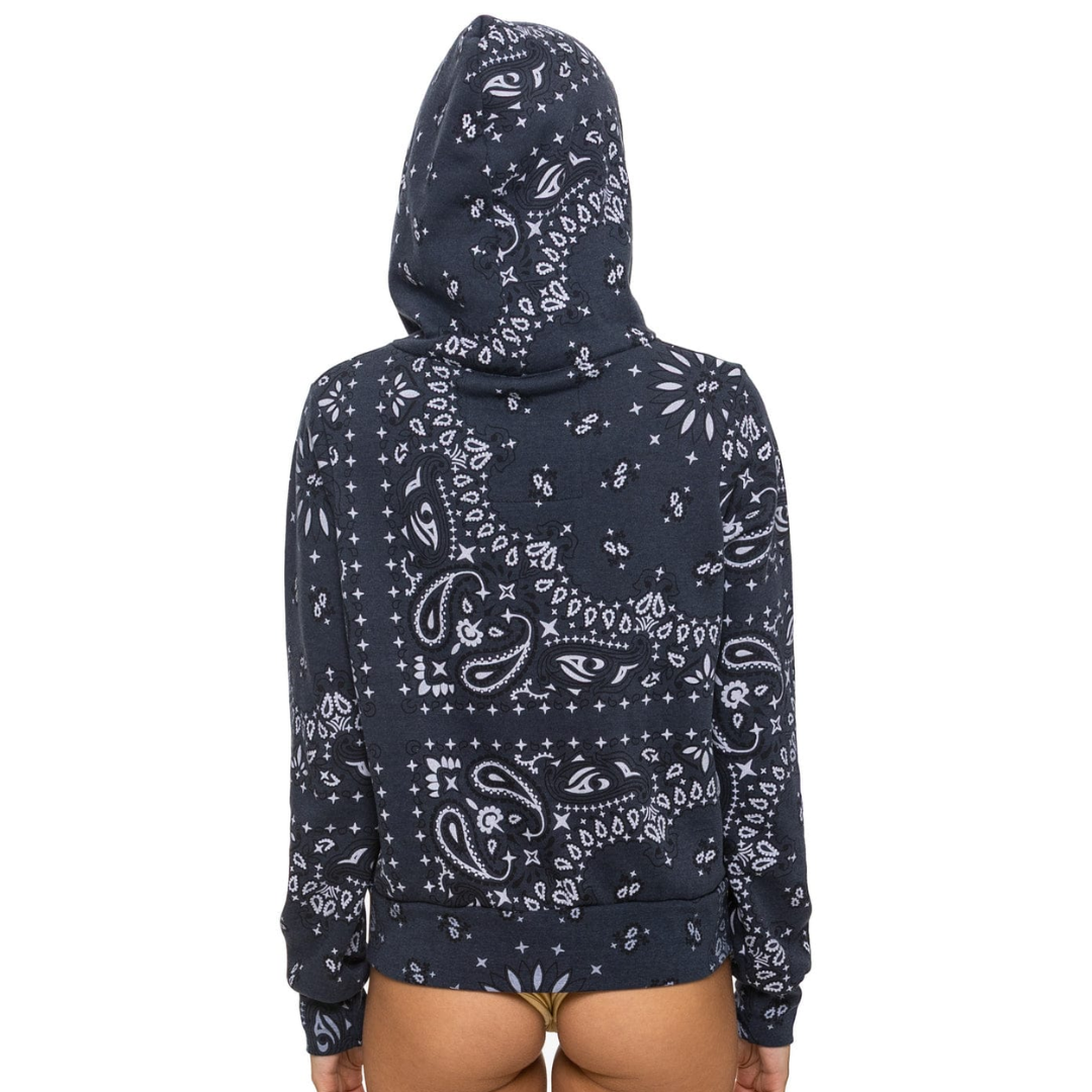 Bandana Zip Hoodie in Charcoal