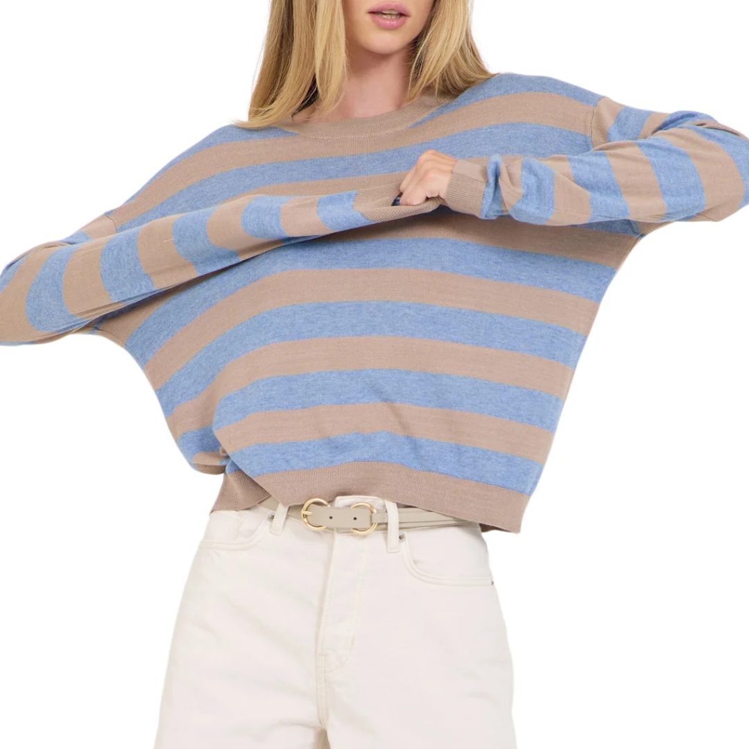 Sloane Boxy Pullover in Stone Combo