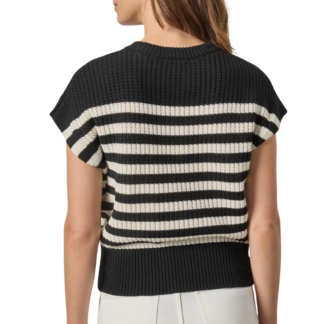Textured Wedge Sweater in Jet Black Stripe