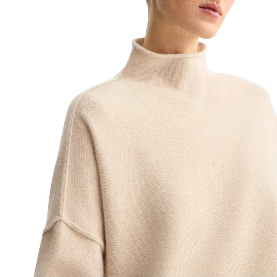 Penn Roll Neck Top in Beige