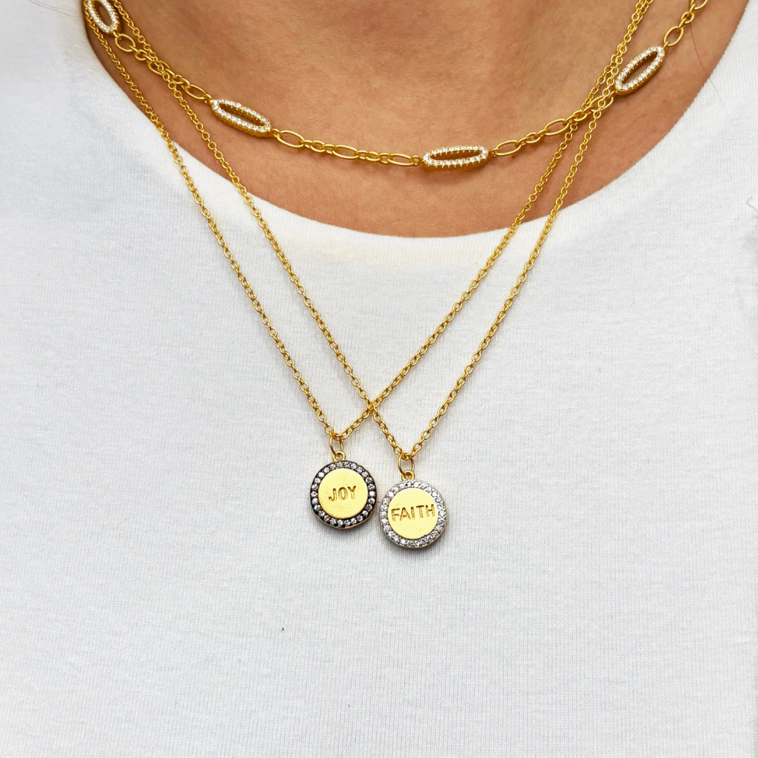 The Joy Pendant Necklace in Gold & Black