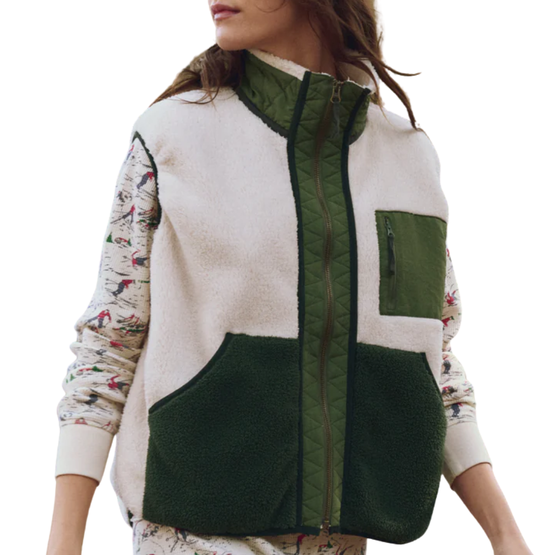 Plush Tundra Vest in Cream & Army