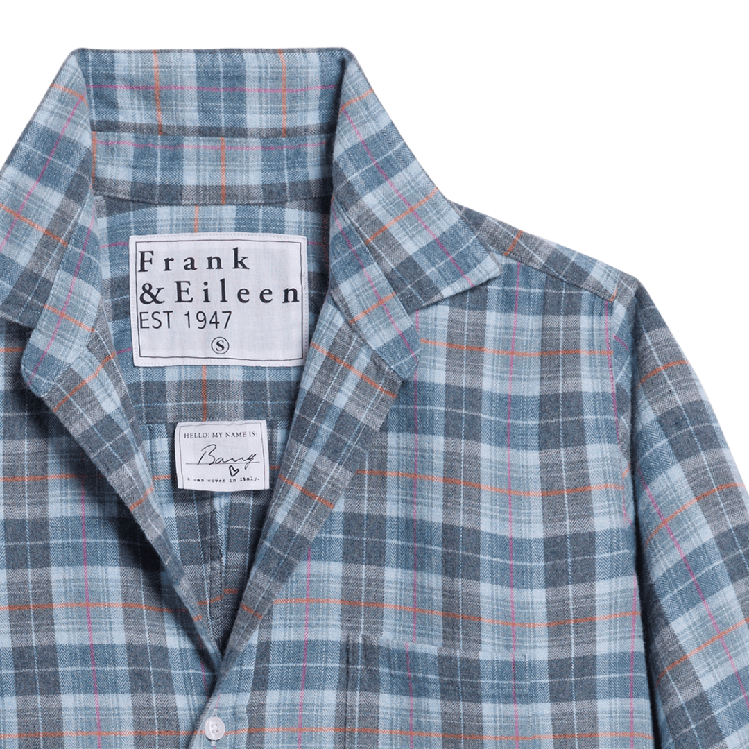 Barry in Grey Light Blue Plaid Flannel