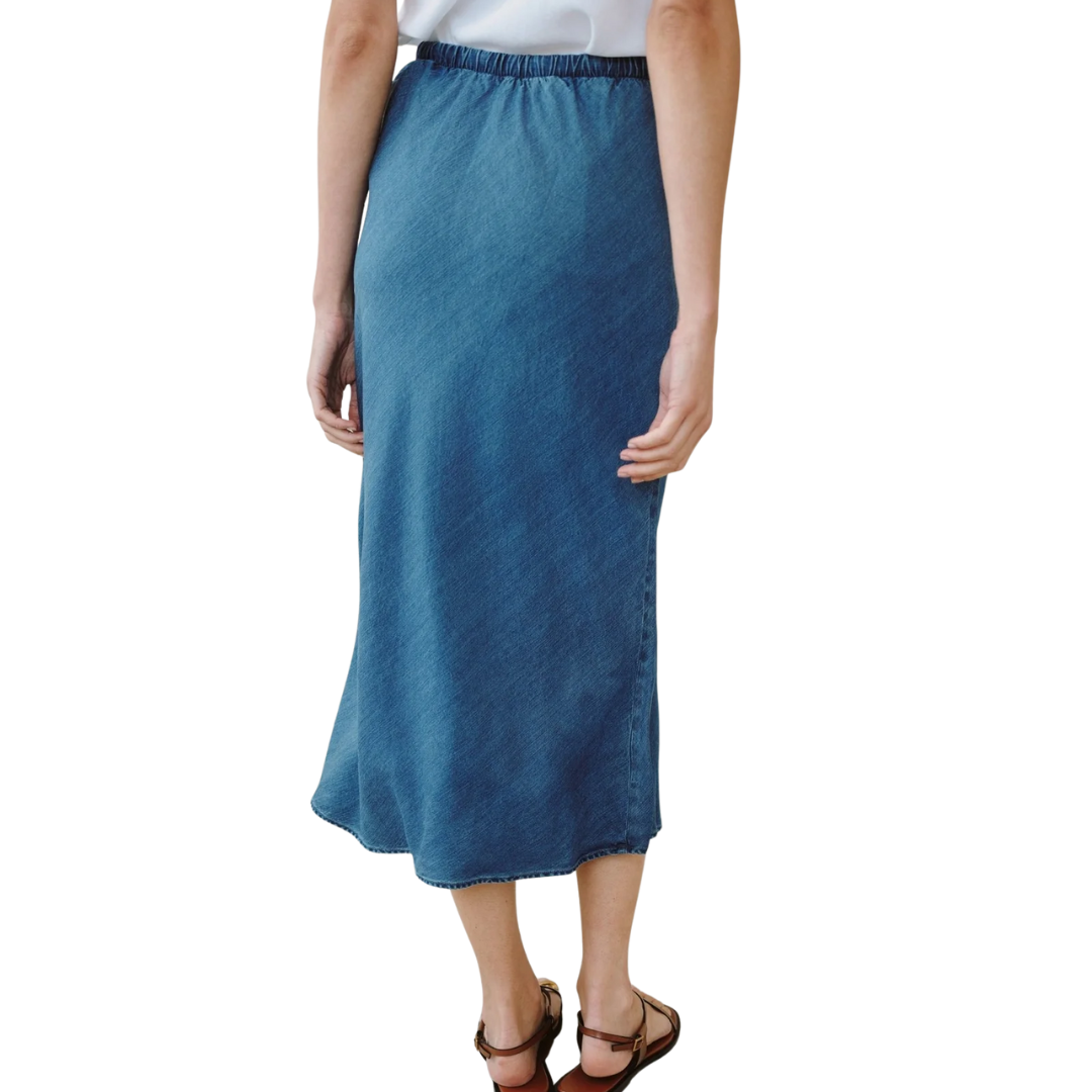 Bias Skirt in Moonlit Wash