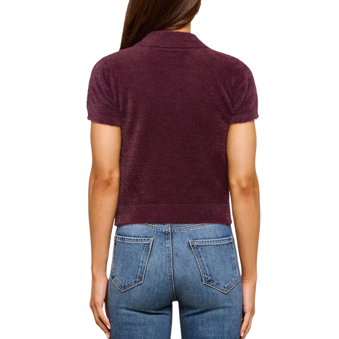 Cirrus Cropped Polo in Dark Plum