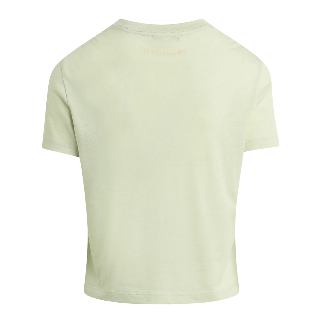 The Cropped Mom's Favorite Tee in Light Sage White