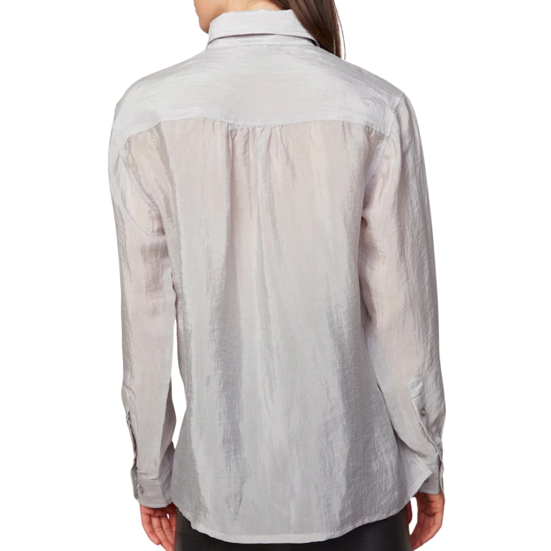 Bijou Transparent Buttoned Blouse in Grey