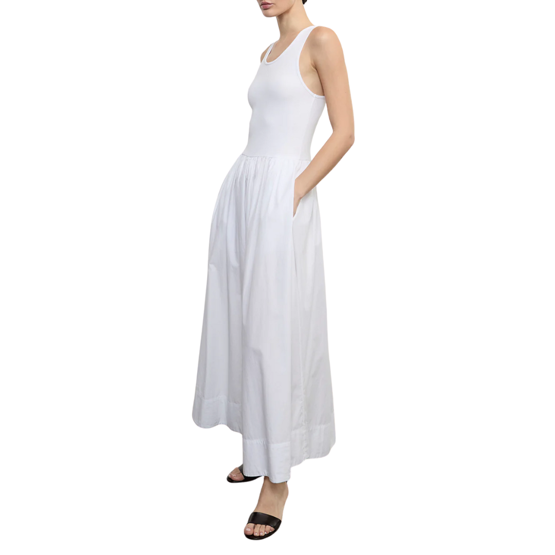 Cotton Resort Tank Dress in White