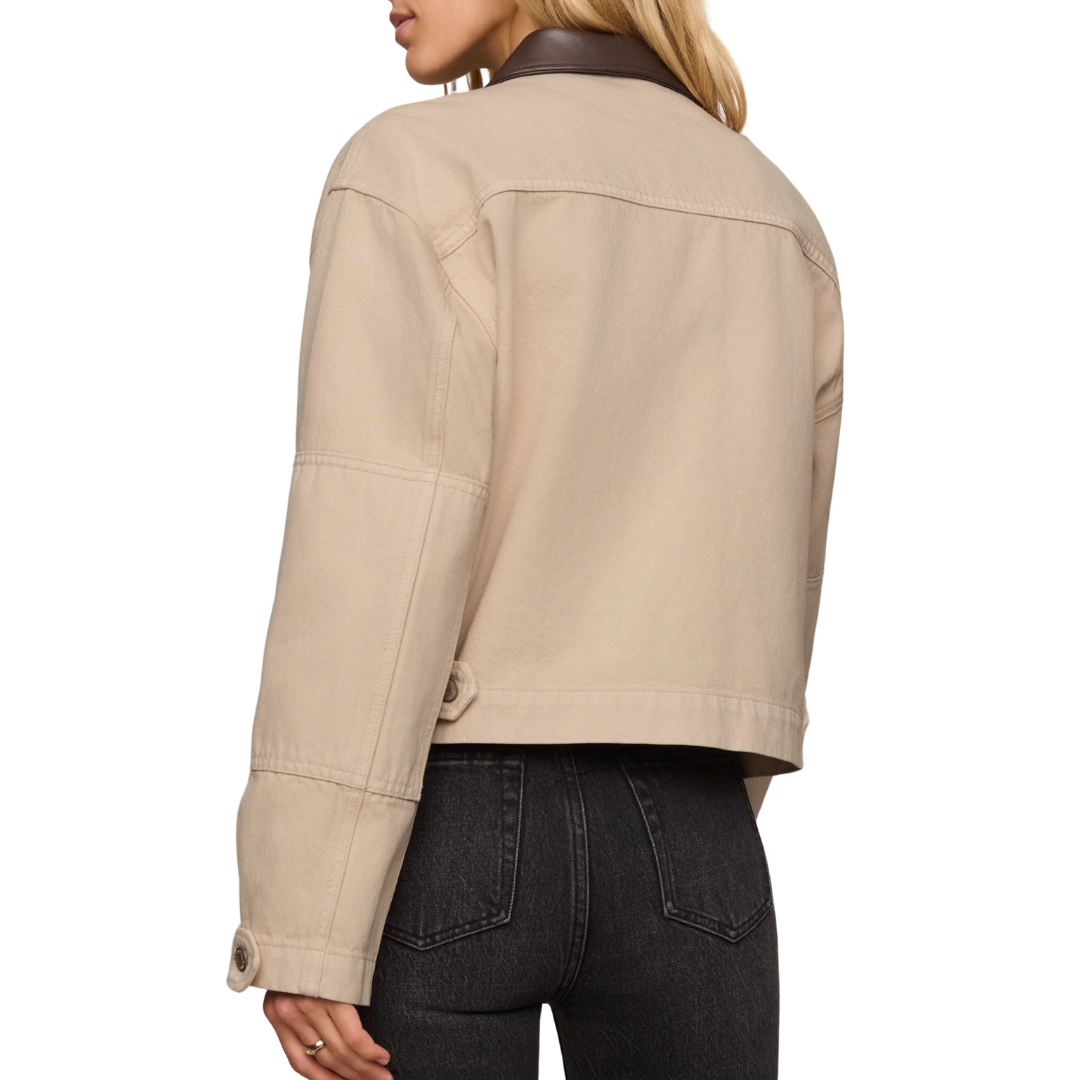 Rey Cropped Denim Chore Jacket in Soapstone