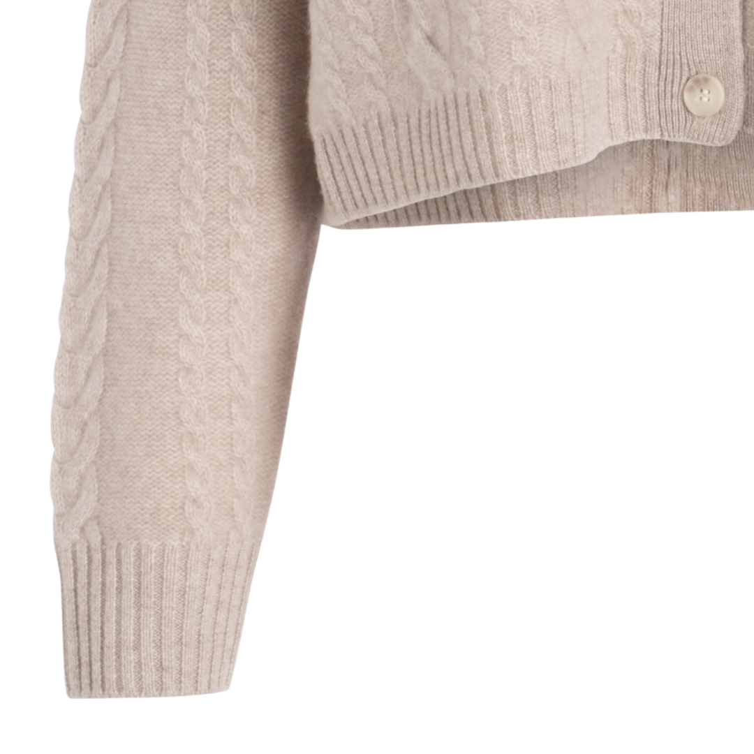 Cashmere Airy Cable Cardigan in Oat