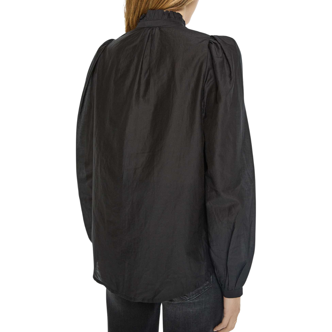 Annabel Emblem Panel Shirt in Black