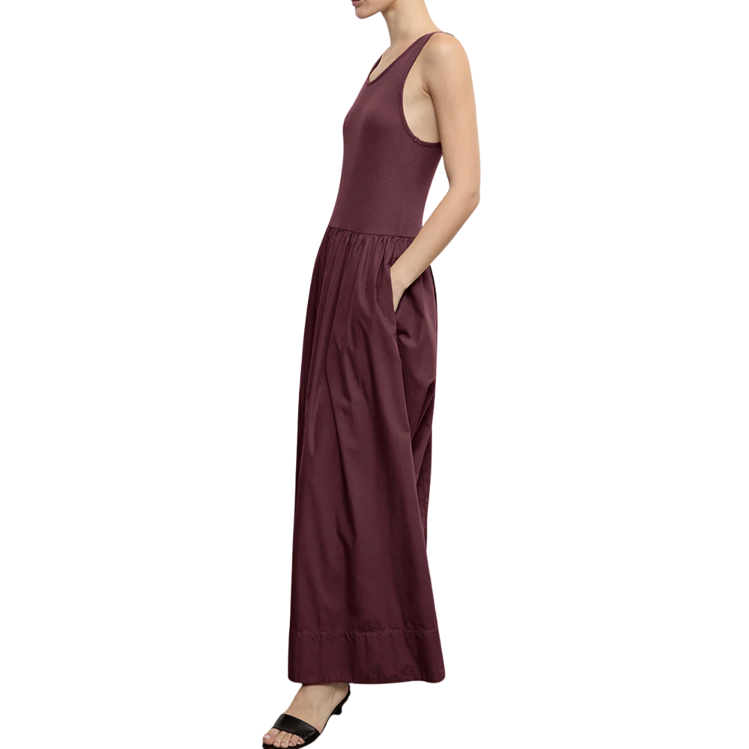 Cotton Resort Tank Dress in Cherry