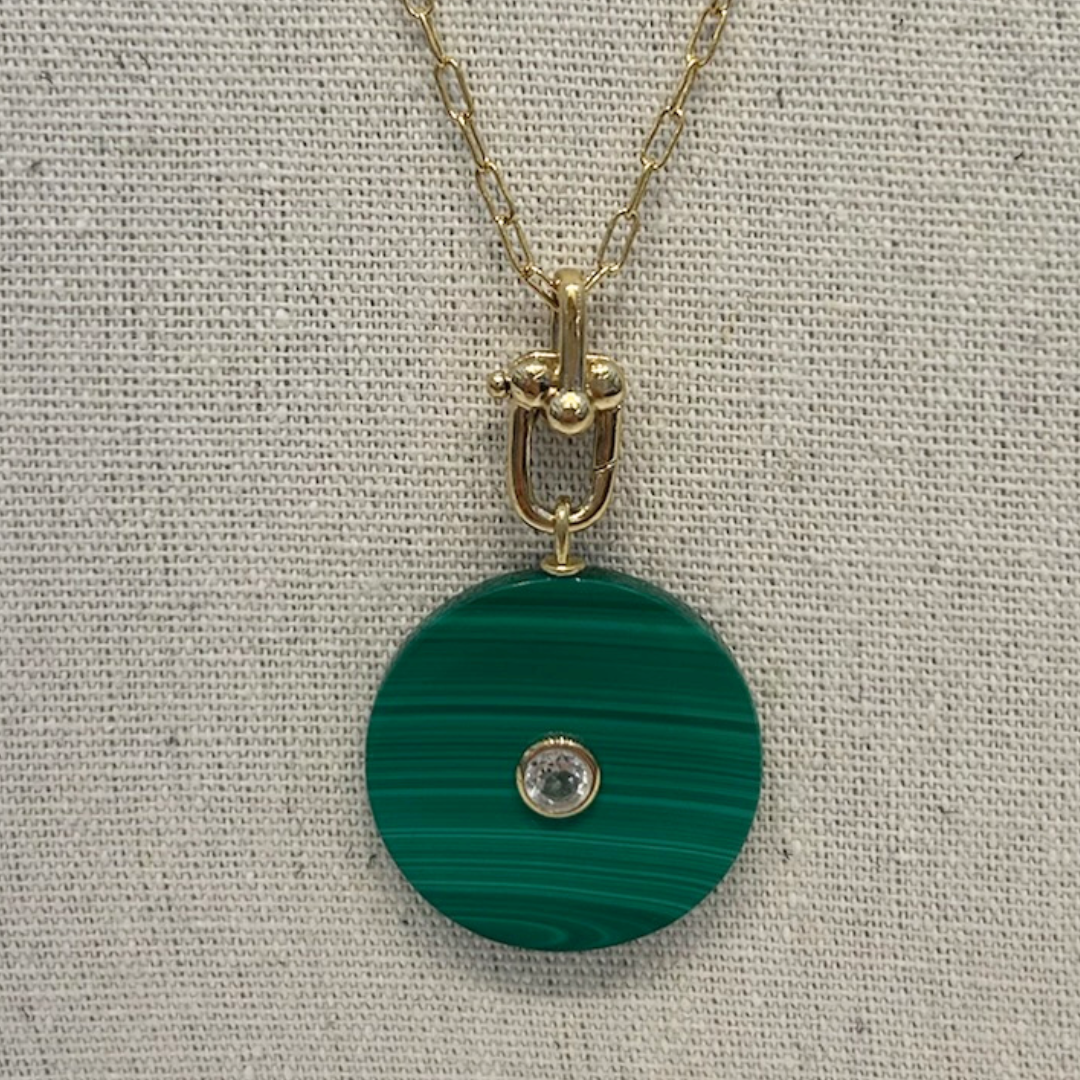 Malta Round Malachite Pendant Necklace