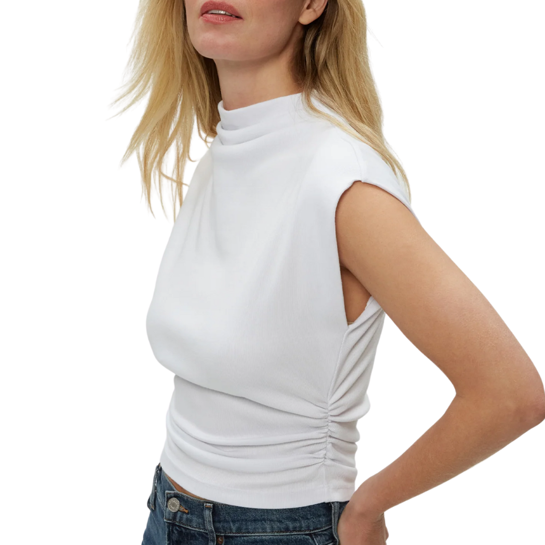 Amara Power Shoulder Tee in White