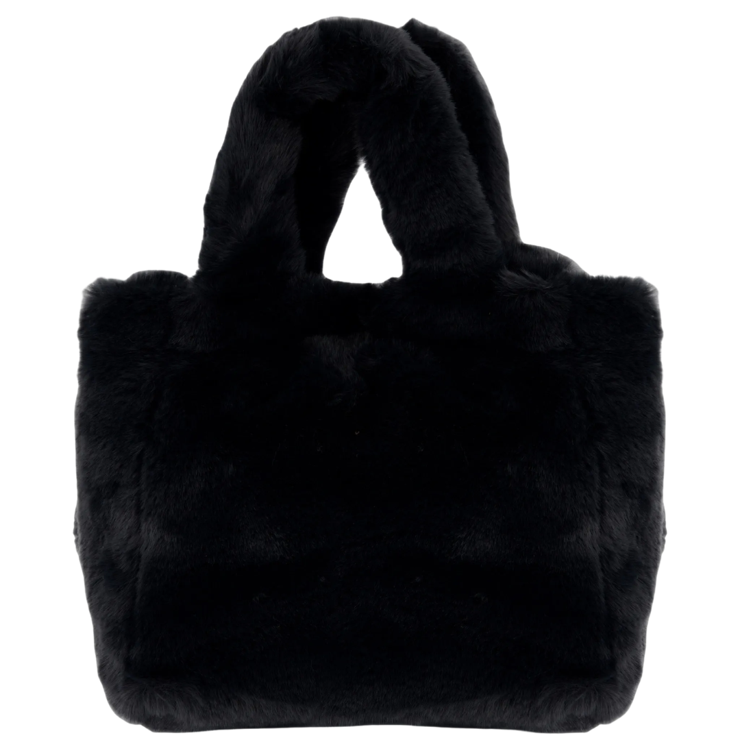 Bag in Soft Alternative Fur and Nylon Chamonix in Black