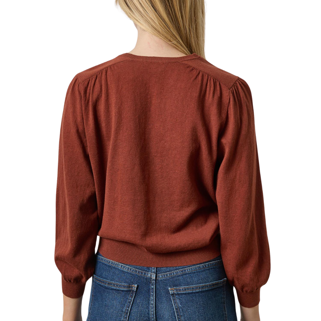 V-Neck Blouson Sweater in Maplewood