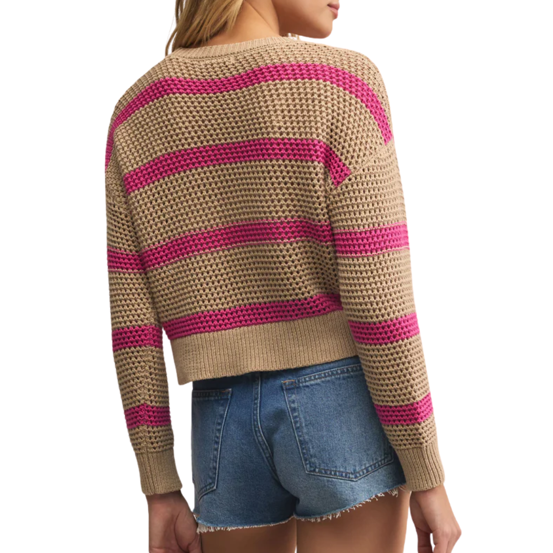 Broadbeach Striped Sweater in Biscuit