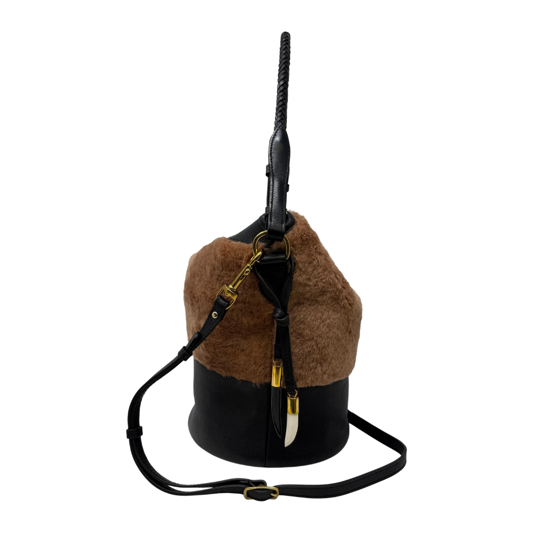 Richmond Bucket Bag in Caramel Shearling