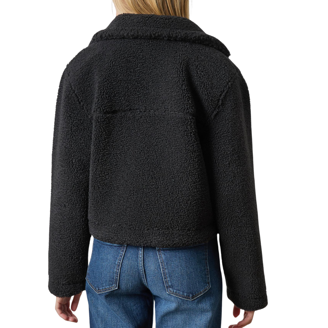 Sherpa Collared Jacket in Black