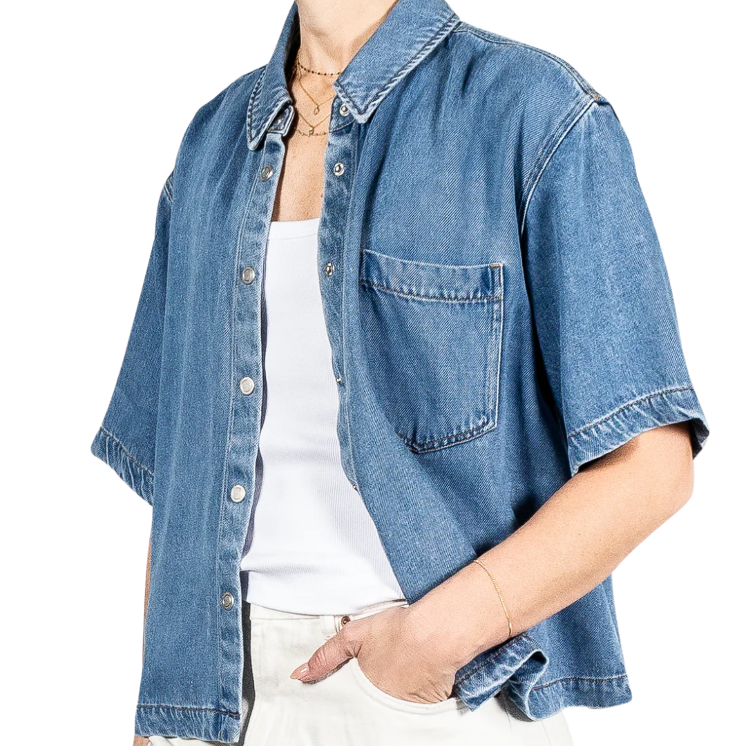 Ike Denim Shirt in Malibu Blue