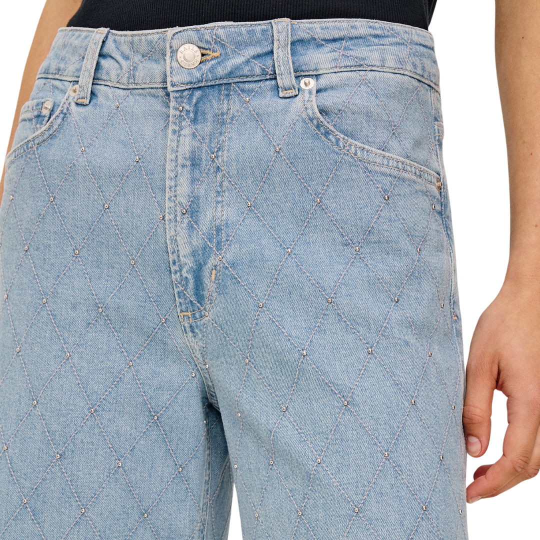 Getty Crop Wide Leg in Quilted Stud
