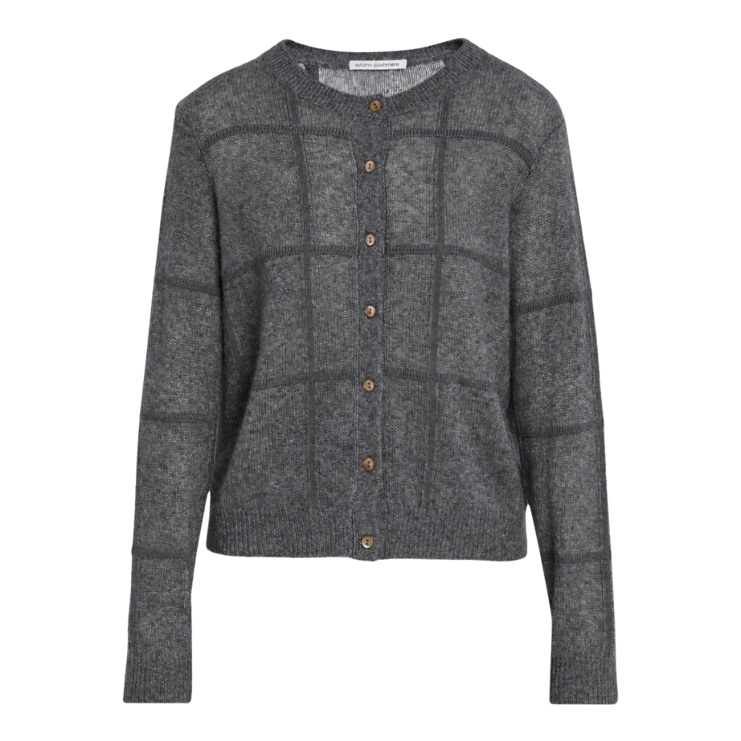 Shadow Window Pane Check Cardigan in Thunder Combo