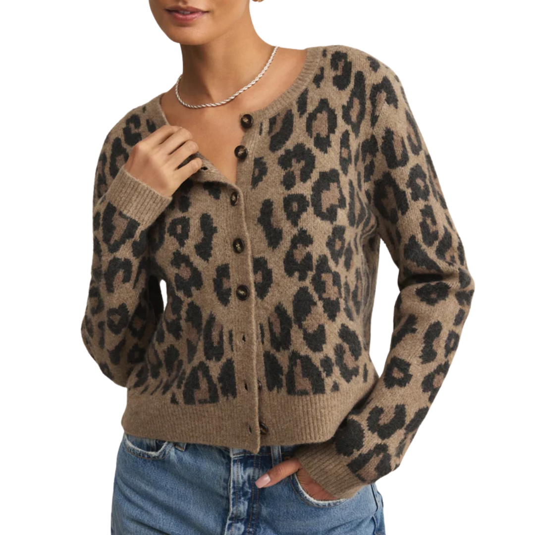 Outlook Leopard Cardigan in Desert Tan