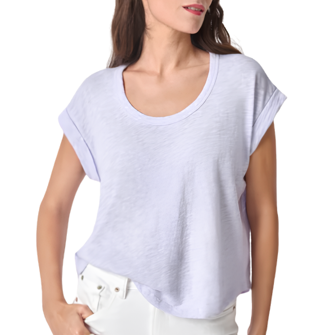 Cuff Sleeve Boxy Top in Lilac