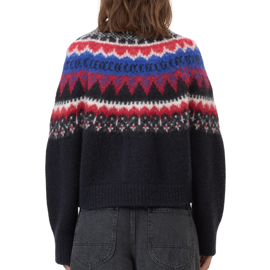 Cropped Jacquard Cardigan in Cosmic Grey