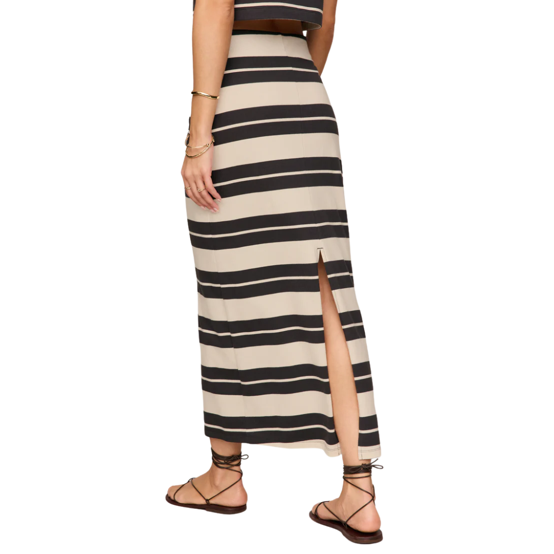 Gail Striped Midi Skirt in Ash Black