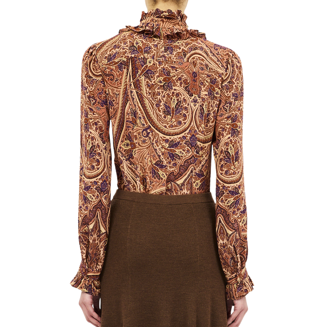 Catroux Long Sleeve Silk Blouse in Rosette