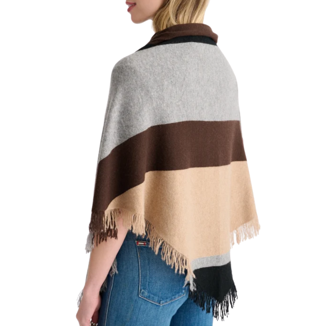 Stripe Fringe Triangle Shawl in Chocolate