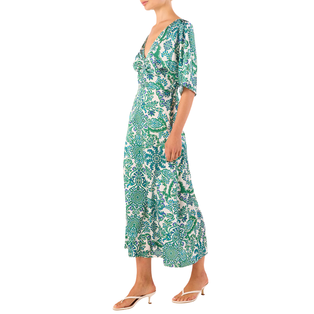 Zania Dress in Reflective Botanical