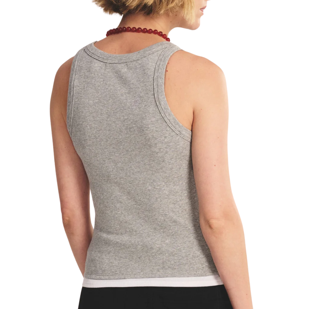 Orion Tank Top in Heather Grey/White