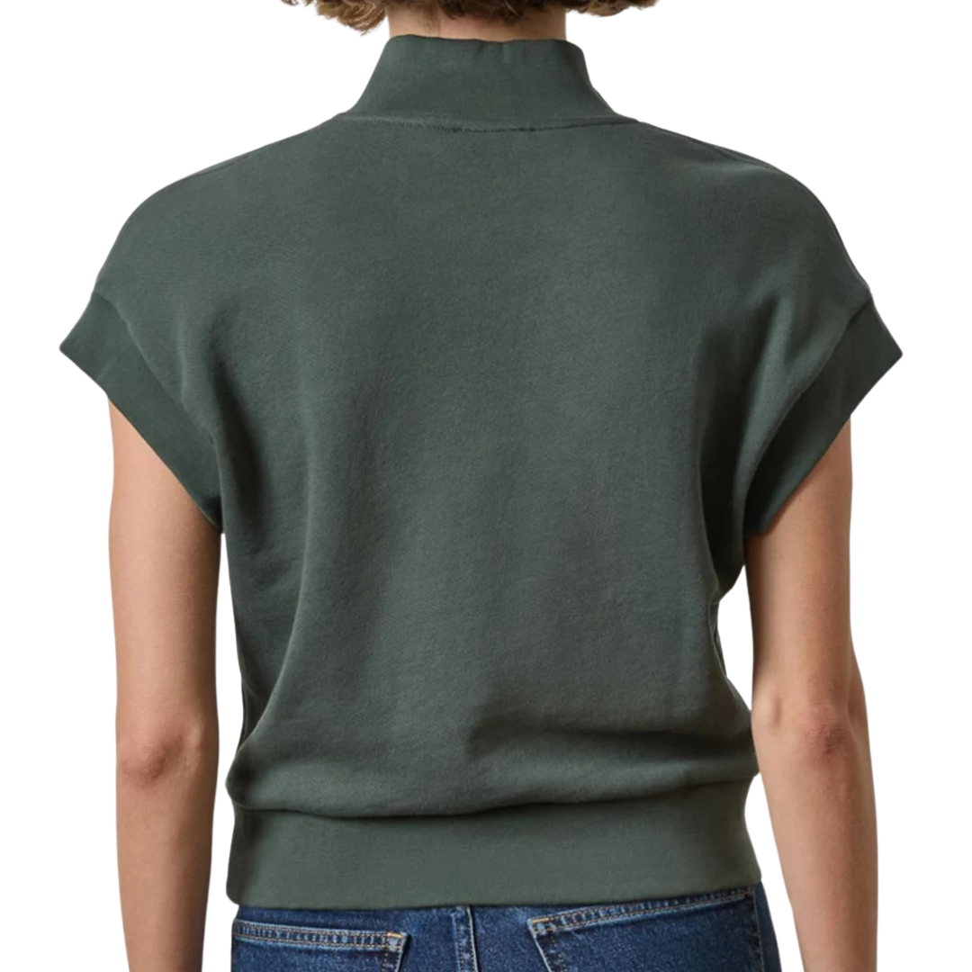 Sleeveless Zip Mock Neck Top in Mineral