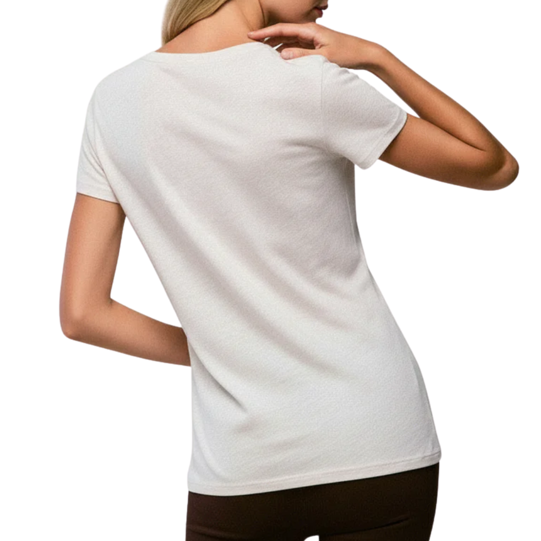 Soft Touch Short Sleeve Crewneck in Ecru Chine