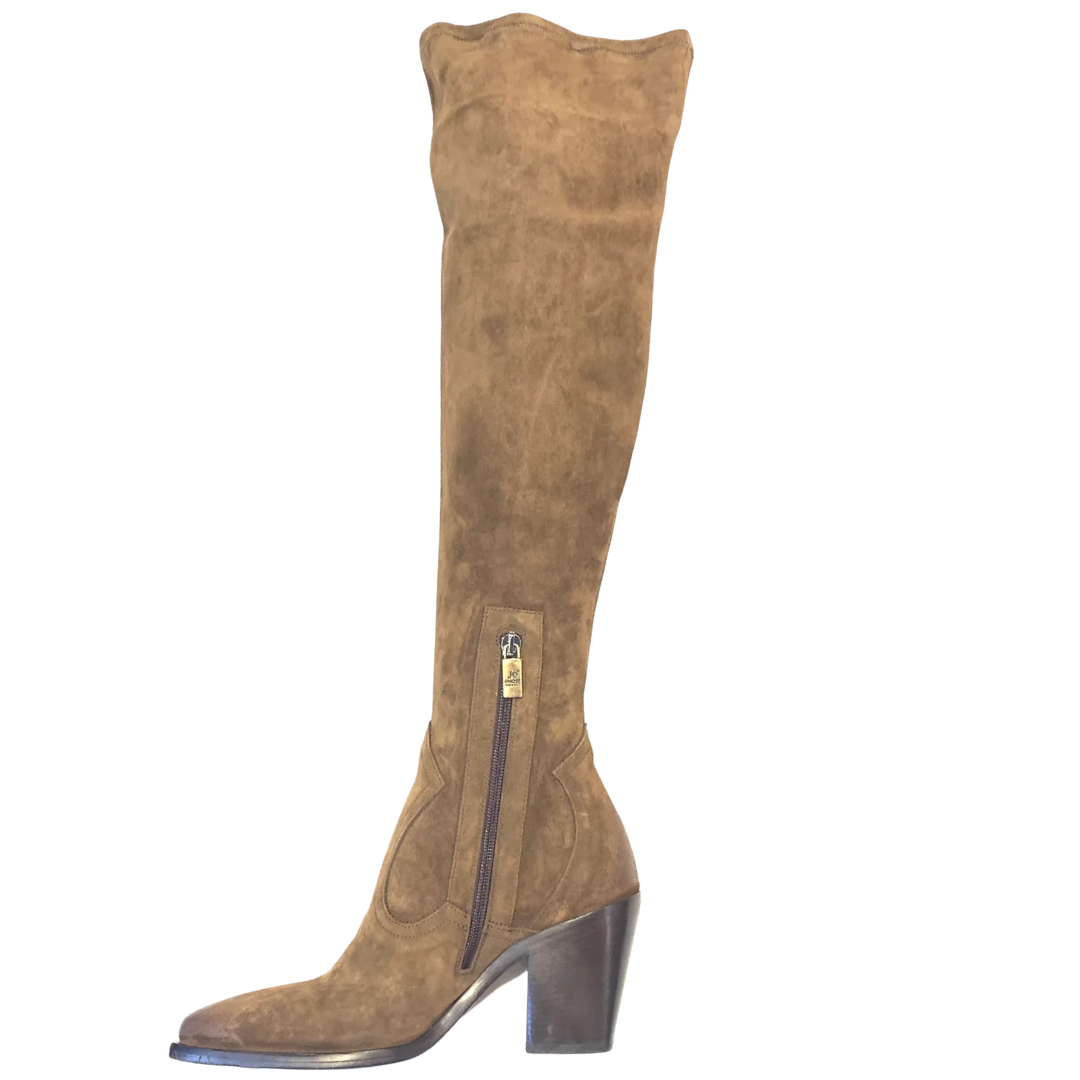 Suede Knee Boots in Sigaro Brown