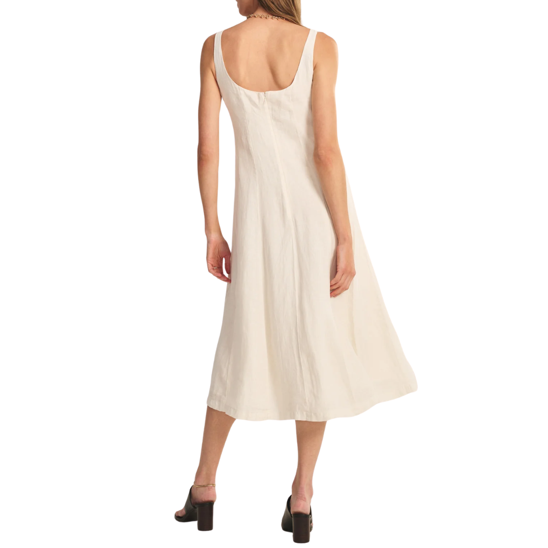 Austen Linen Dress in Chalk