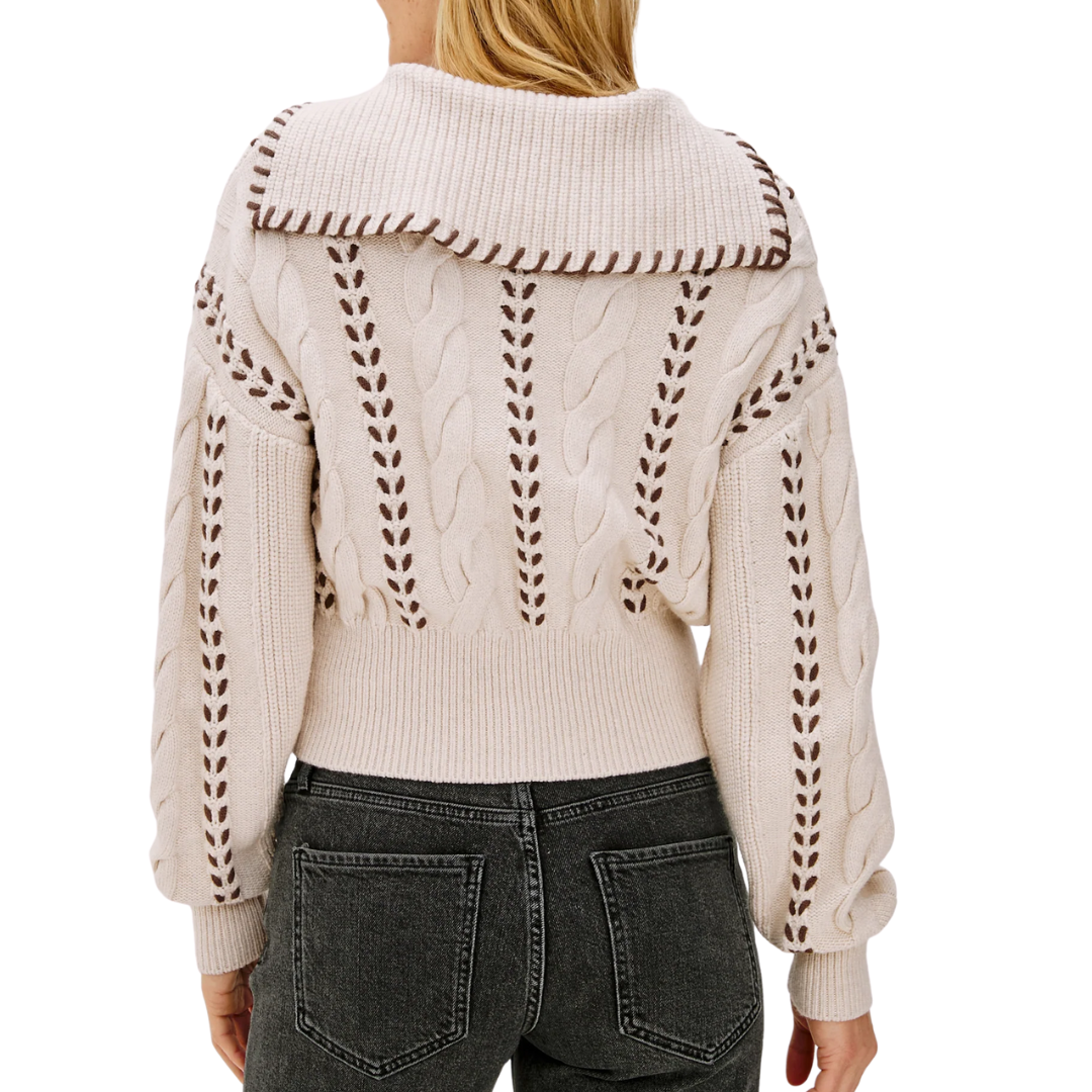 Lune Sweater in Oatmeal Brown Whip Stitch