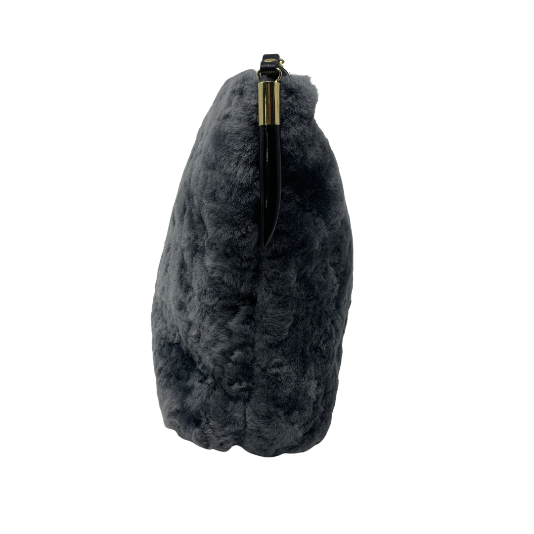 Shearling Clutch in Stone