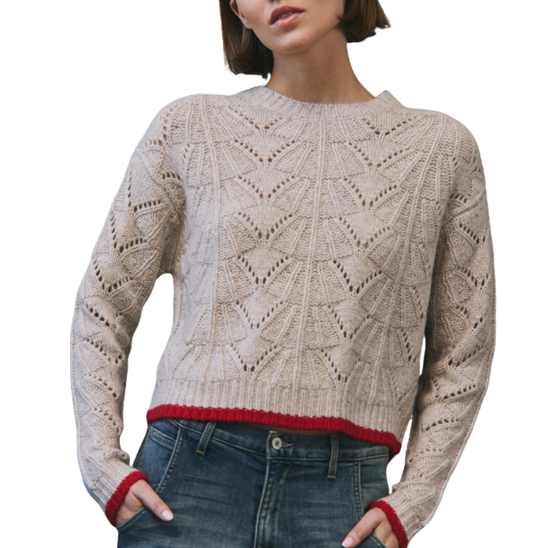 Boxy Shell Stitch Tipped Crew in Mojave/Blazer