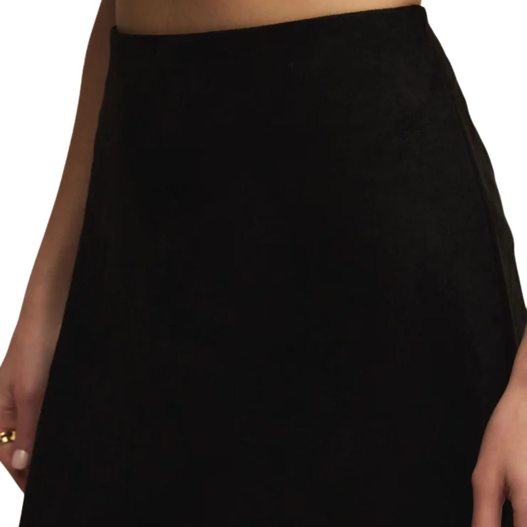 Ciera Faux Suede Mini Skirt in Black