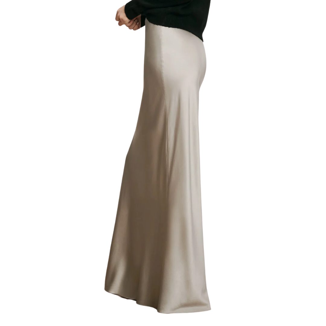 Medina Silk-Blend Maxi Skirt in Pewter