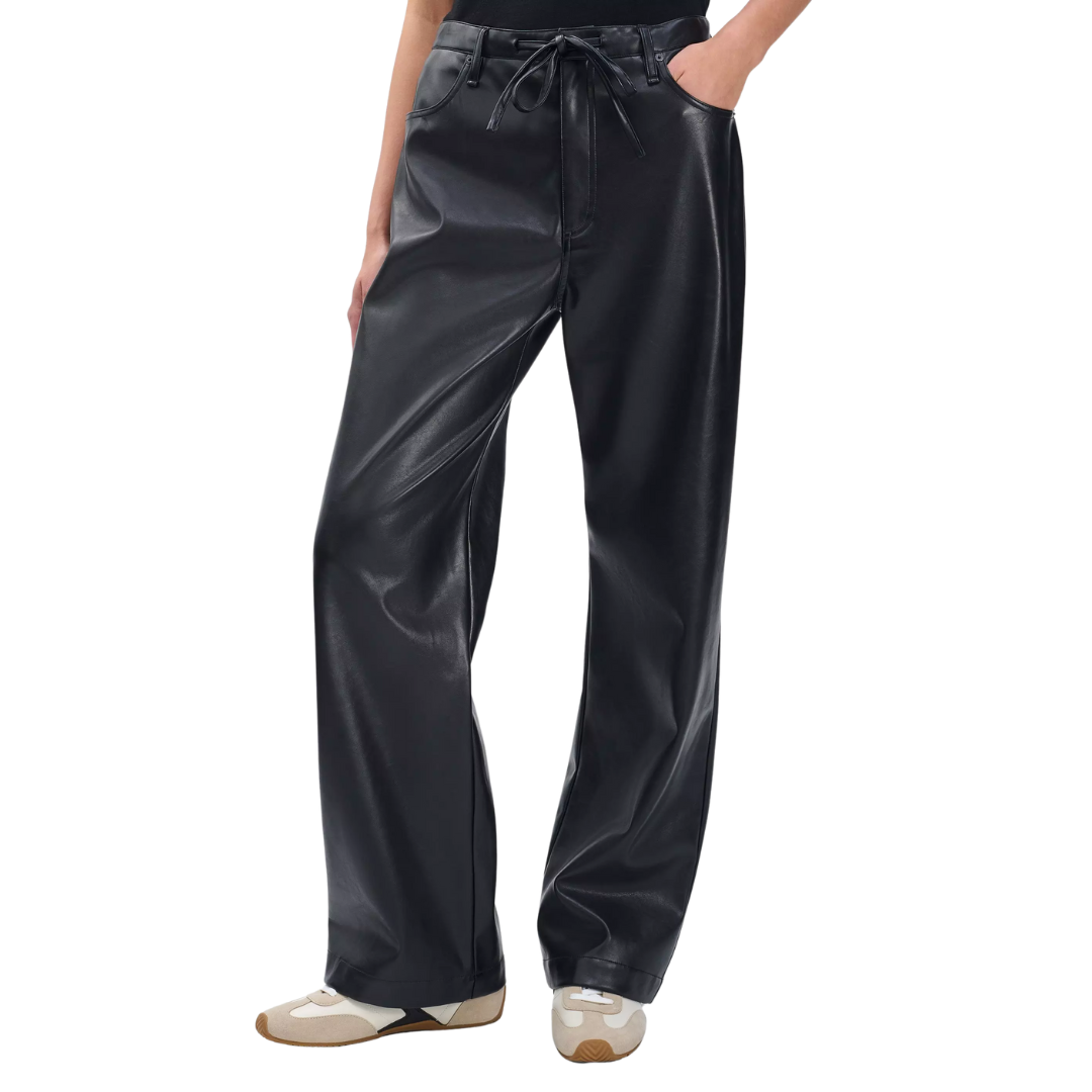 Phoebe Faux Leather Pant in Black