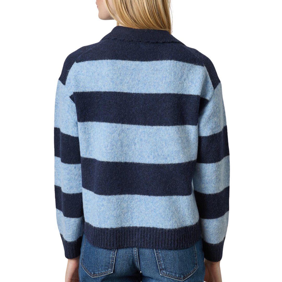 Striped Polo Sweater in Clearwater Stripe