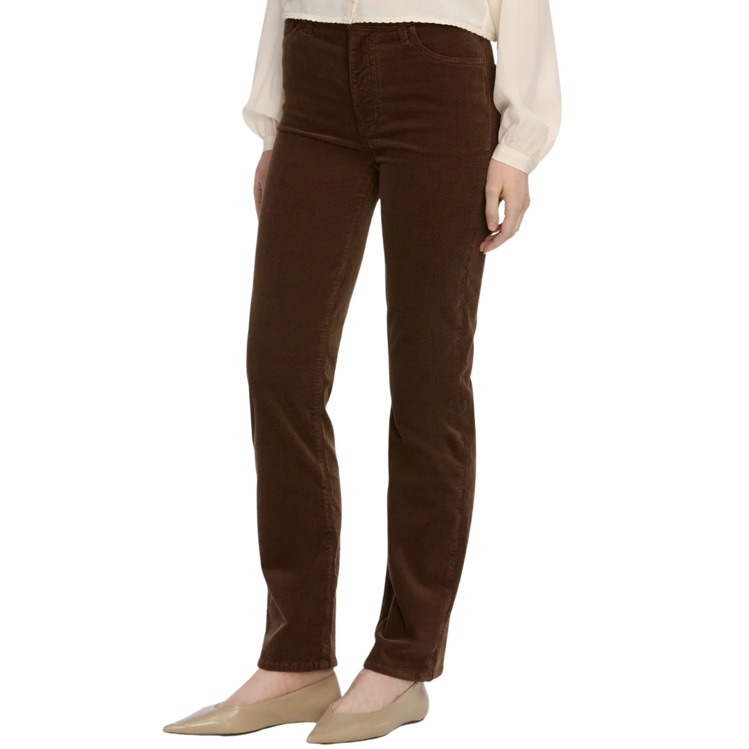 Le Sleek Straight Corduroy in Bitter Chocolate