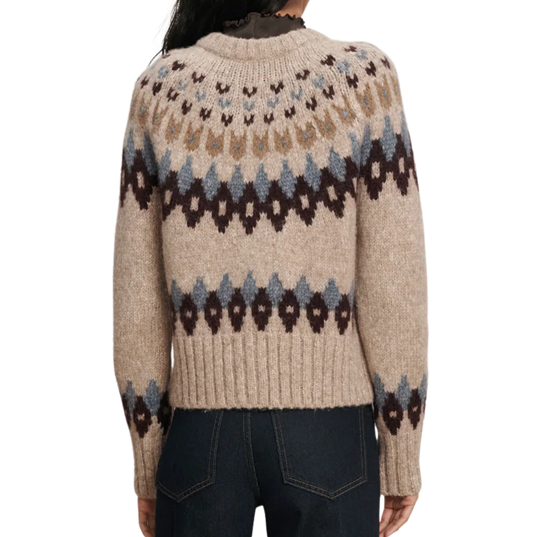 Christina Fairisle Cardigan in Oatmeal Melange Multi